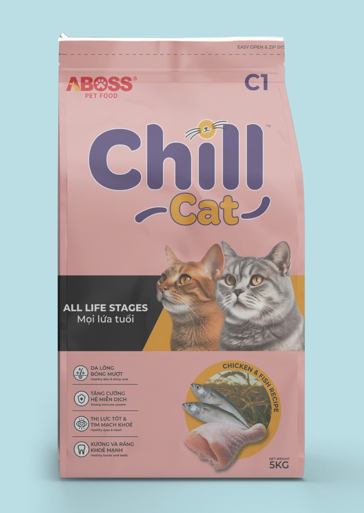 Chill Cat C2 5kg Topping -Thức ăn hoàn chỉnh cho mèo vị Thịt gà & Cá biển (Mọi lứa tuổi)